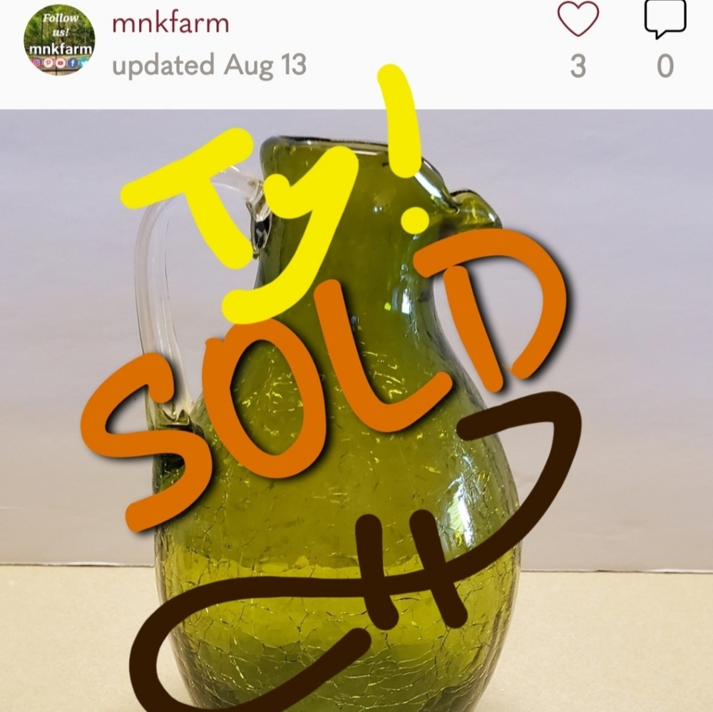Green crackle glass pitcher creamer